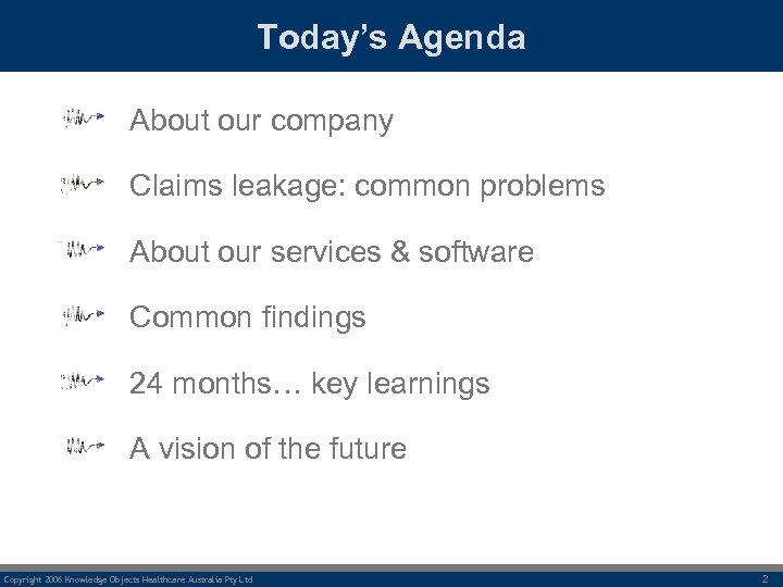 Today’s Agenda About our company Claims leakage: common problems About our services & software