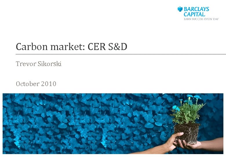 Carbon market: CER S&D Trevor Sikorski October 2010 