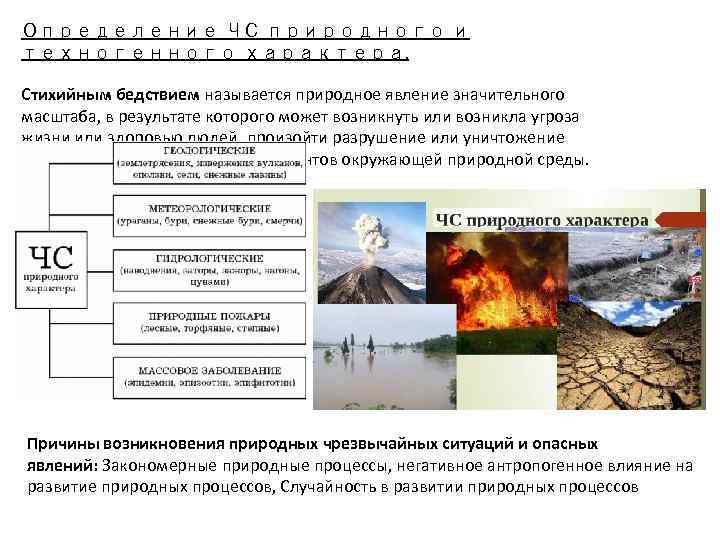 Определение ЧС природного и техногенного характера. Стихийным бедствием называется природное явление значительного масштаба, в