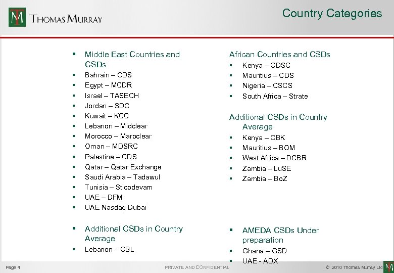Country Categories § Middle East Countries and CSDs § § § § Page 4