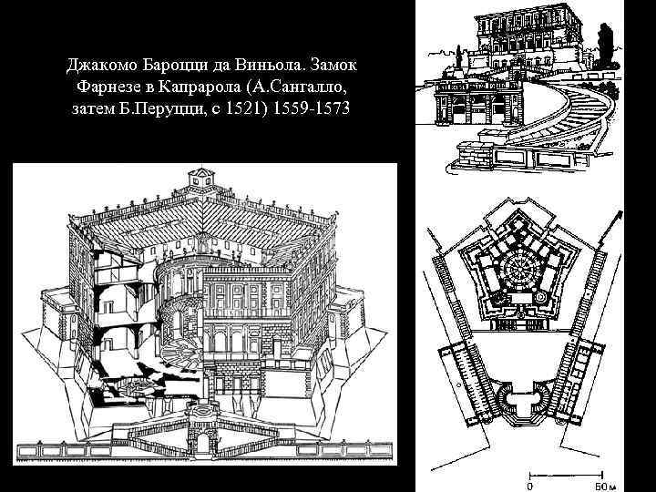 Джакомо Бароцци да Виньола. Замок Фарнезе в Капрарола (А. Сангалло, затем Б. Перуцци, с