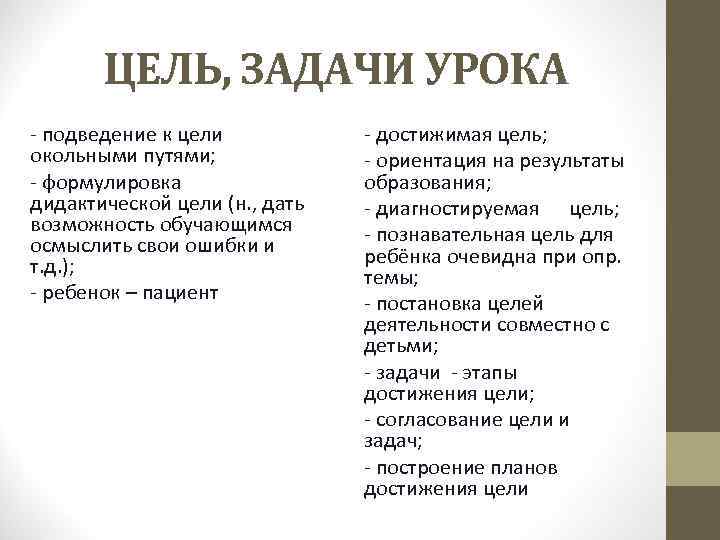 ЦЕЛЬ, ЗАДАЧИ УРОКА - подведение к цели окольными путями; - формулировка дидактической цели (н.