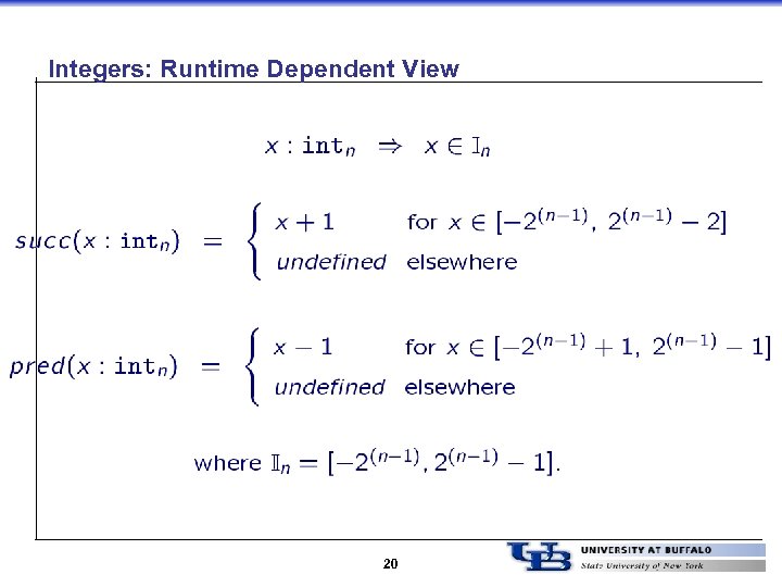 Integers: Runtime Dependent View 20 