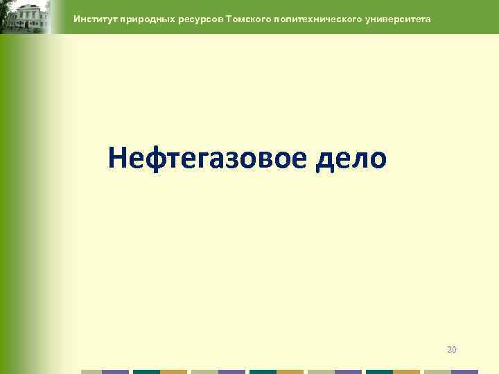 Институт природных ресурсов Томского политехнического университета Нефтегазовое дело 20 