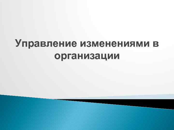Управление изменениями в организации 