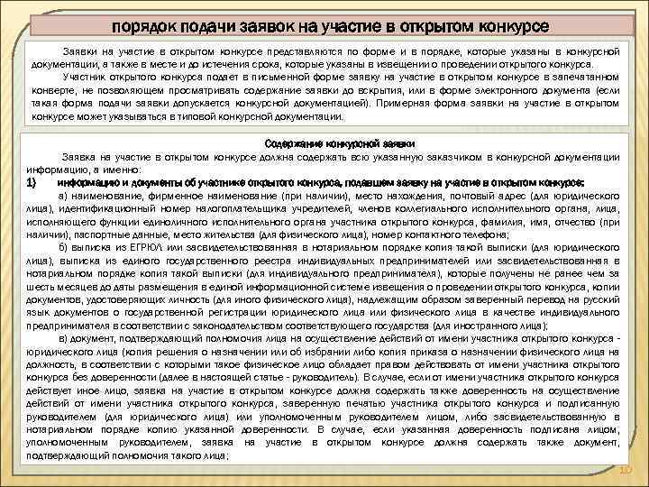 порядок подачи заявок на участие в открытом конкурсе Заявки на участие в открытом конкурсе