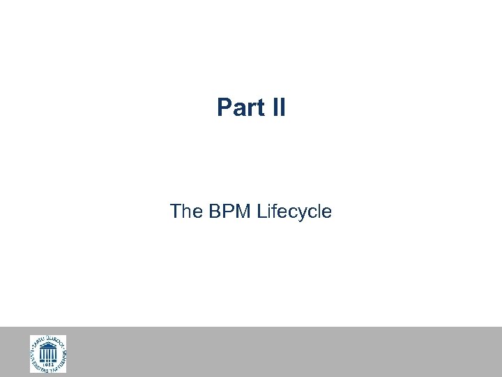 Part II The BPM Lifecycle 