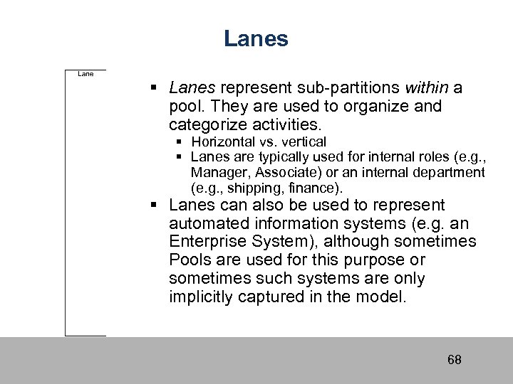 Lanes § Lanes represent sub-partitions within a pool. They are used to organize and