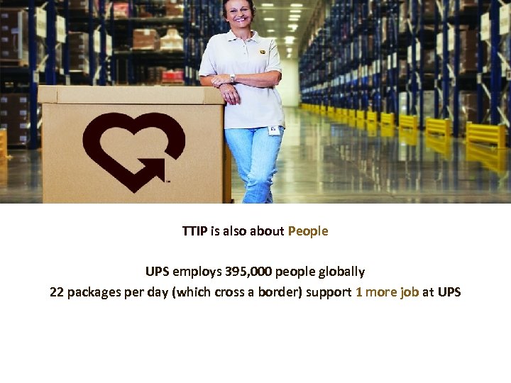 TTIP is also about People UPS employs 395, 000 people globally 22 packages per
