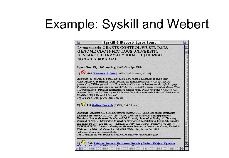 Example: Syskill and Webert 