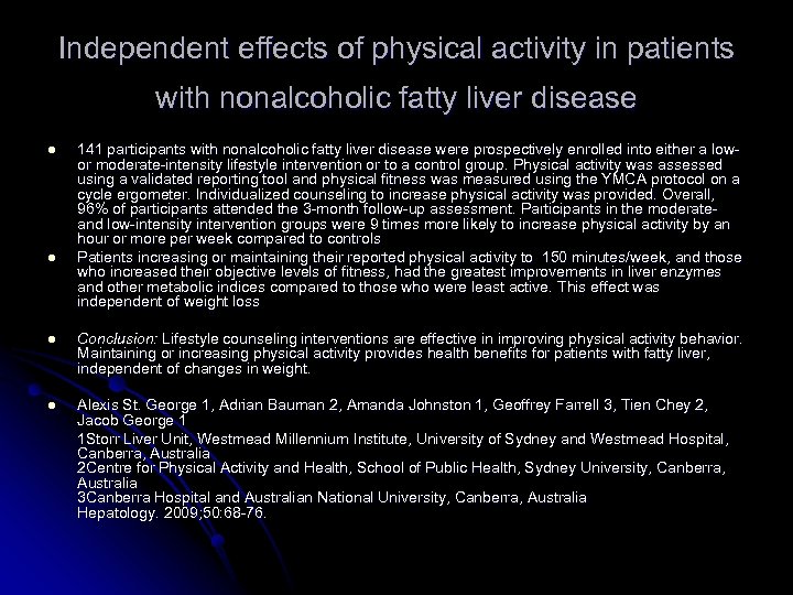 Independent effects of physical activity in patients with nonalcoholic fatty liver disease l l