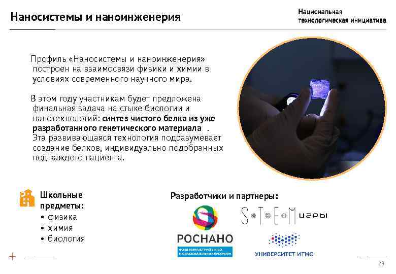 Наносистемы и наноинженерия Профиль «Наносистемы и наноинженерия» построен на взаимосвязи физики и химии в