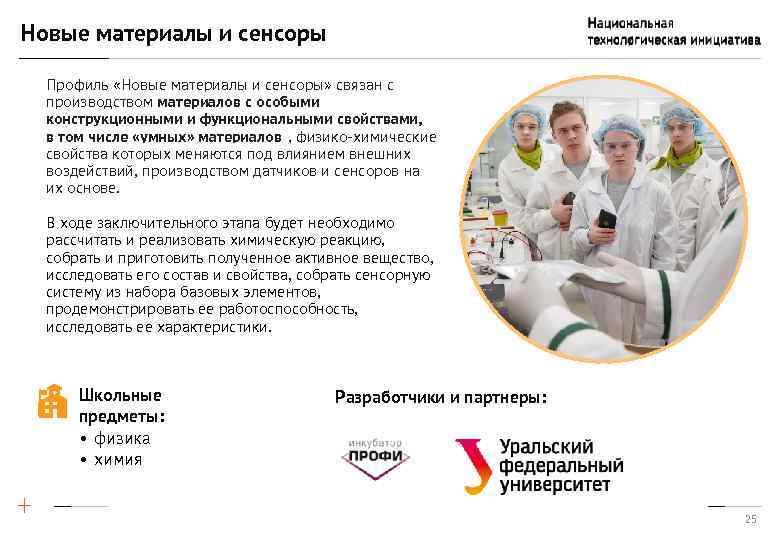 Новые материалы и сенсоры Профиль «Новые материалы и сенсоры» связан с производством материалов с