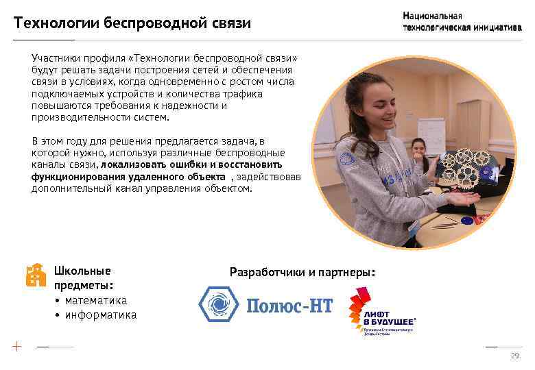 Технологии беспроводной связи Участники профиля «Технологии беспроводной связи» будут решать задачи построения сетей и