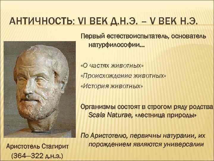 АНТИЧНОСТЬ: VI ВЕК Д. Н. Э. – V ВЕК Н. Э. Первый естествоиспытатель, основатель