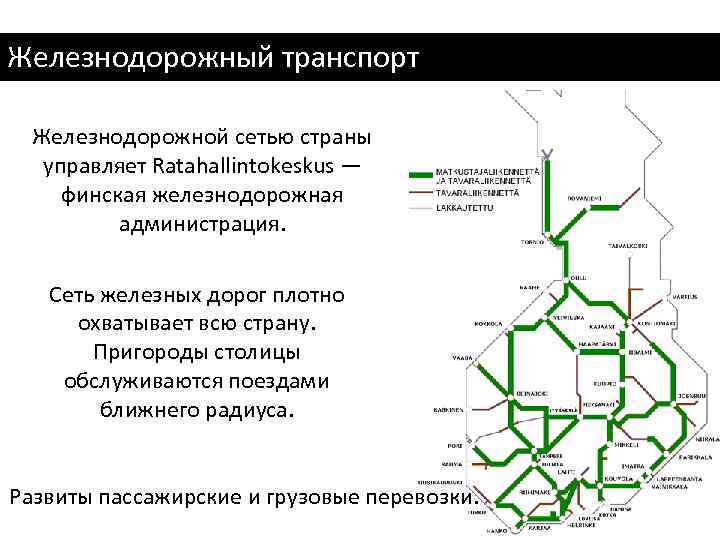 Карта железных дорог финляндии