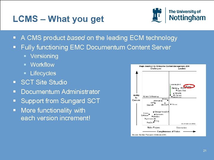 LCMS – What you get § A CMS product based on the leading ECM