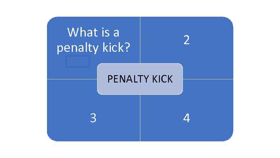 What is a penalty kick? 1 2 ARENA PENALTY KICK 3 4 