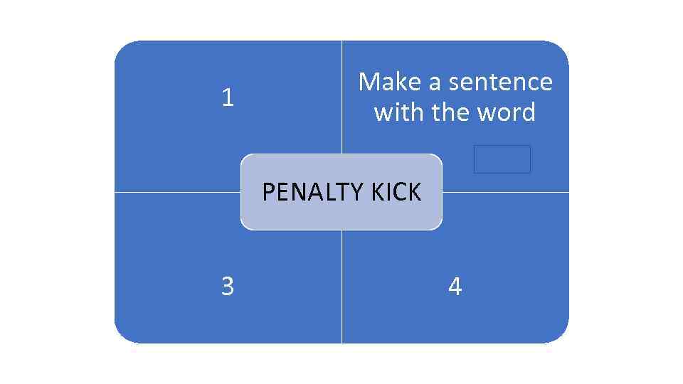 1 1 Make a sentence with the word ARENA PENALTY KICK 3 4 