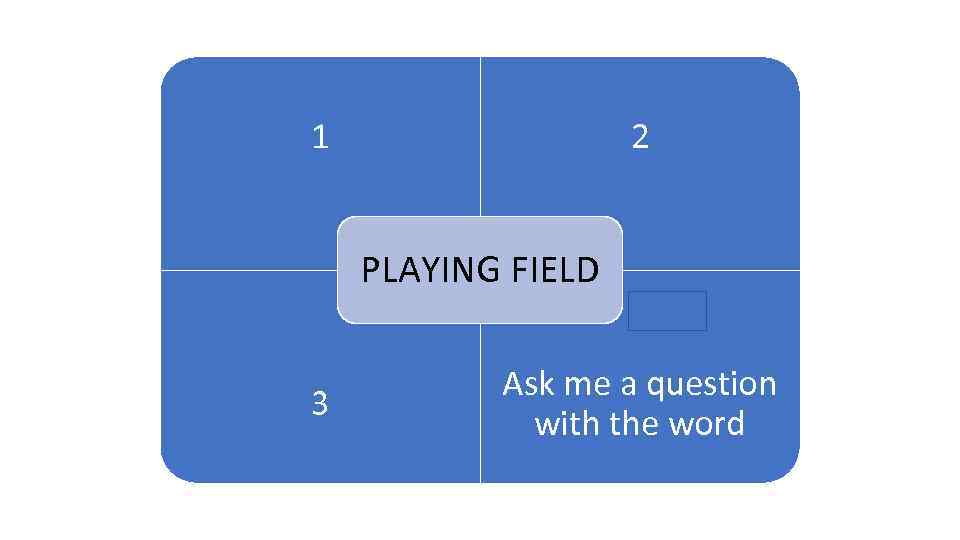 1 2 1 ARENA PLAYING FIELD 3 Ask me a question with the word