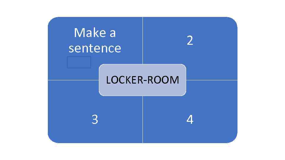 Make a sentence 1 2 ARENA LOCKER-ROOM 3 4 