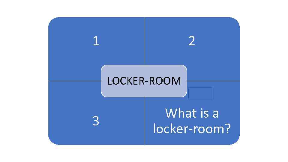 1 2 1 ARENA LOCKER-ROOM 3 What is a locker-room? 