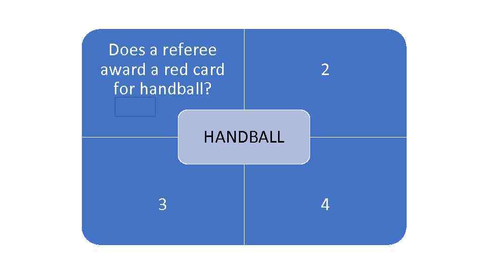 Does a referee award a red card 1 for handball? 2 ARENA HANDBALL 3