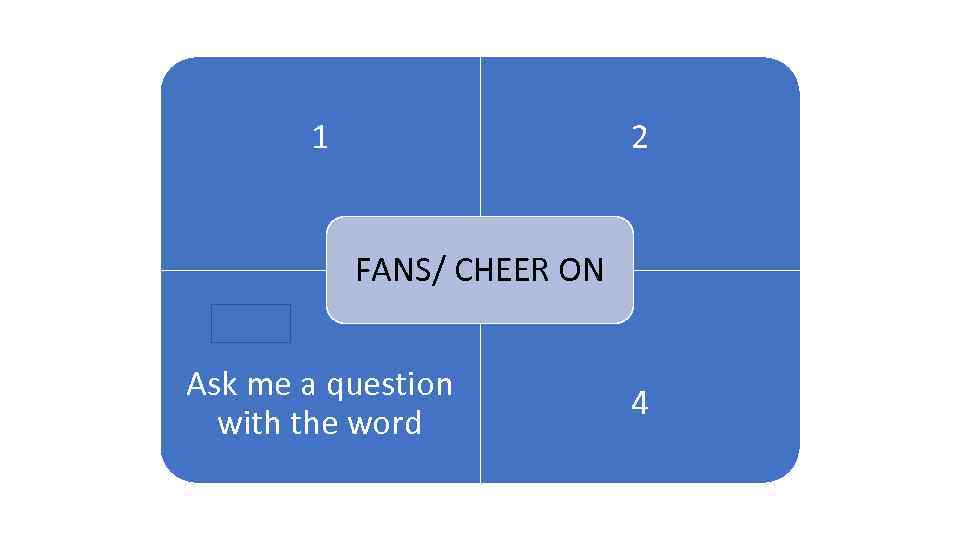 1 2 1 ARENAON FANS/ CHEER Ask me a question with the word 4