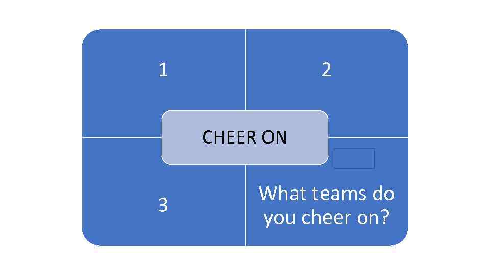 1 2 1 ARENA CHEER ON 3 What teams do you cheer on? 