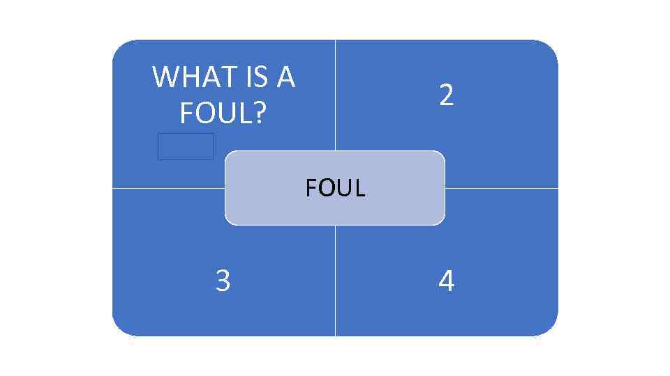 WHAT IS A FOUL? 1 2 ARENA FOUL 3 4 