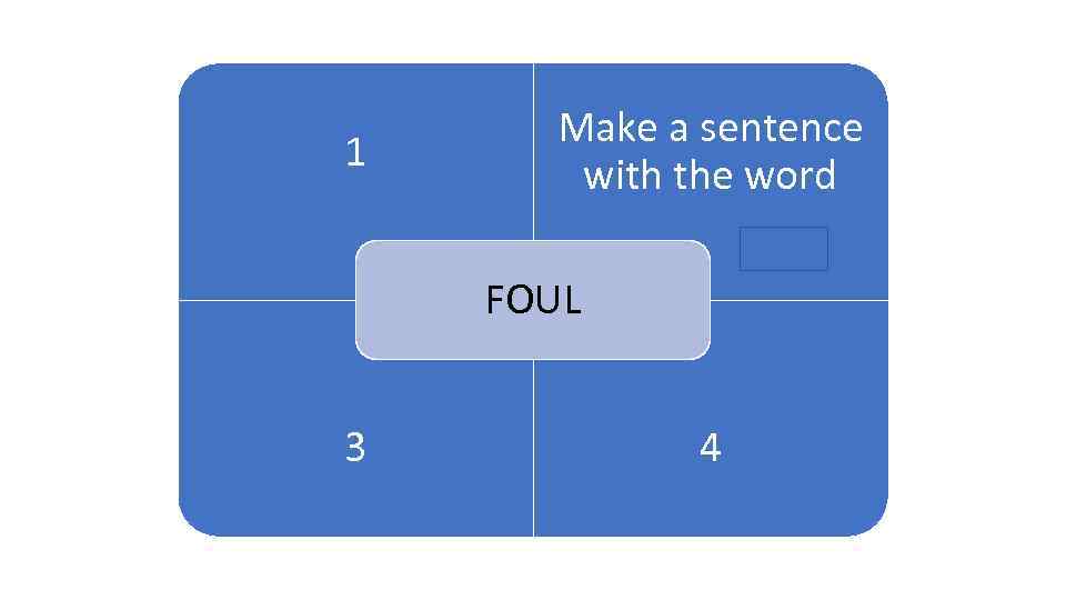 1 1 Make a sentence with the word ARENA FOUL 3 4 