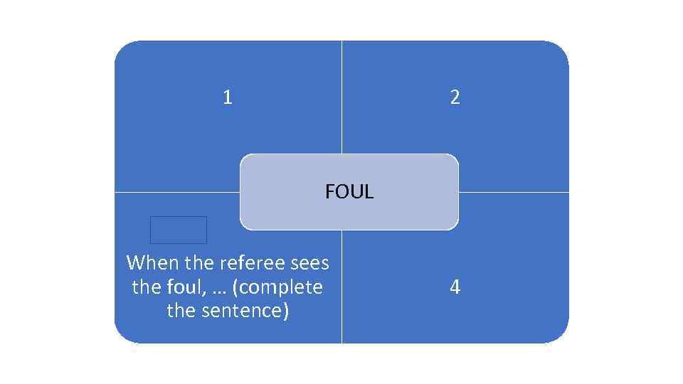 1 2 1 ARENA FOUL When the referee sees the foul, … (complete the