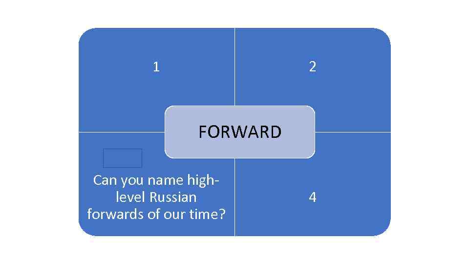 1 2 1 ARENA FORWARD Can you name highlevel Russian forwards of our time?