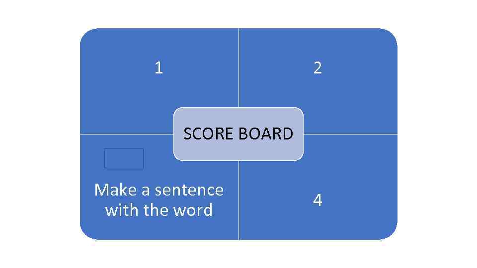 1 2 1 ARENA SCORE BOARD Make a sentence with the word 4 