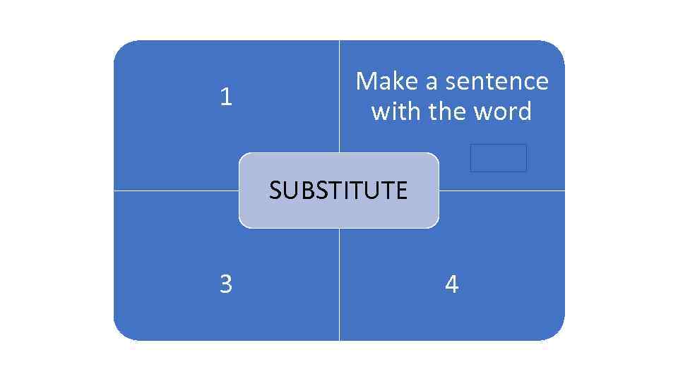 1 1 Make a sentence with the word ARENA SUBSTITUTE 3 4 