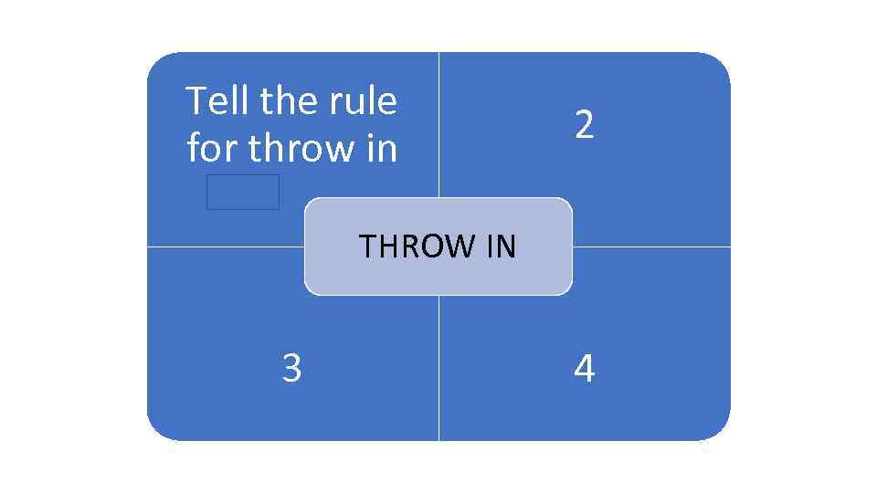 Tell the rule for throw in 1 2 ARENA THROW IN 3 4 