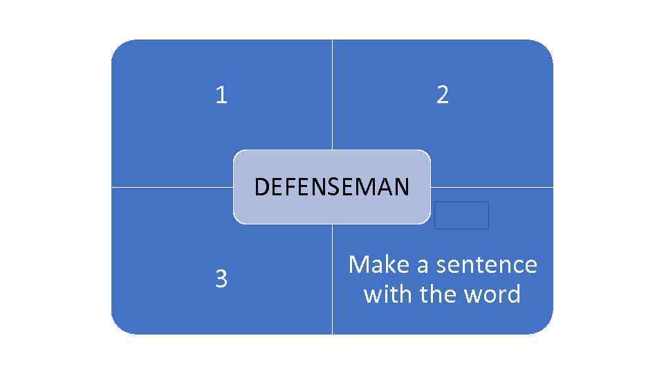 1 2 1 ARENA DEFENSEMAN 3 Make a sentence with the word 