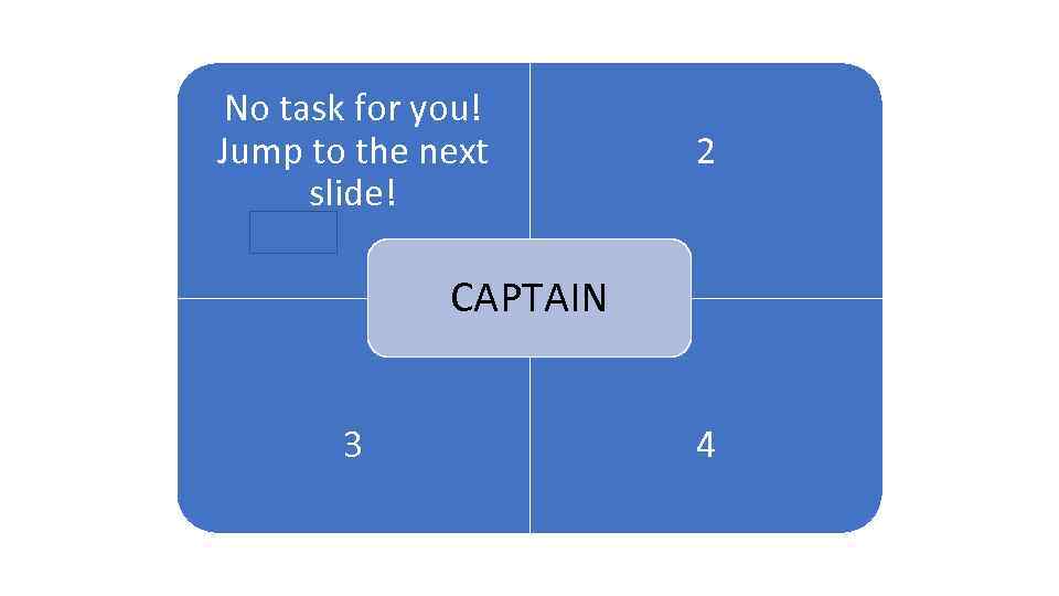 No task for you! Jump to the next 1 slide! 2 ARENA CAPTAIN 3