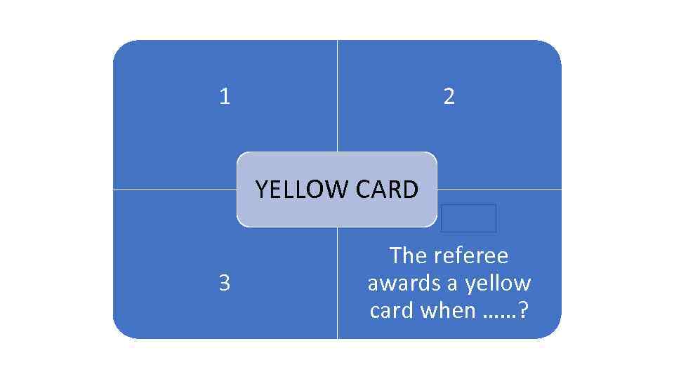 1 2 1 ARENA YELLOW CARD 3 The referee awards a yellow card when