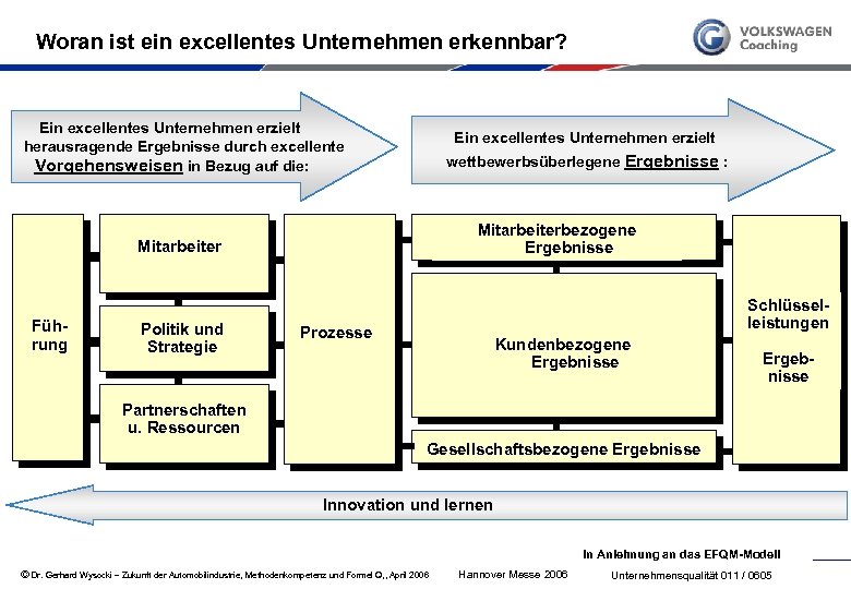 Woran ist ein excellentes Unternehmen erkennbar? Ein excellentes Unternehmen erzielt herausragende Ergebnisse durch excellente