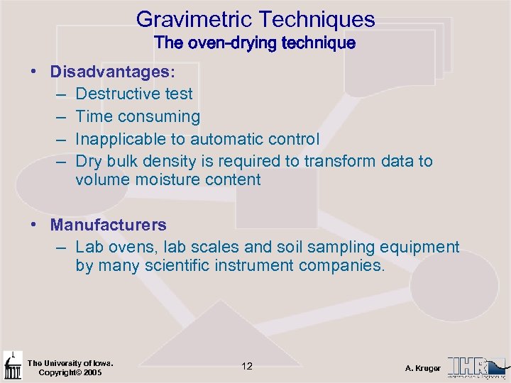 Gravimetric Techniques The oven-drying technique • Disadvantages: – Destructive test – Time consuming –