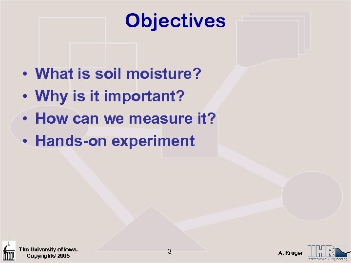 Objectives • • What is soil moisture? Why is it important? How can we