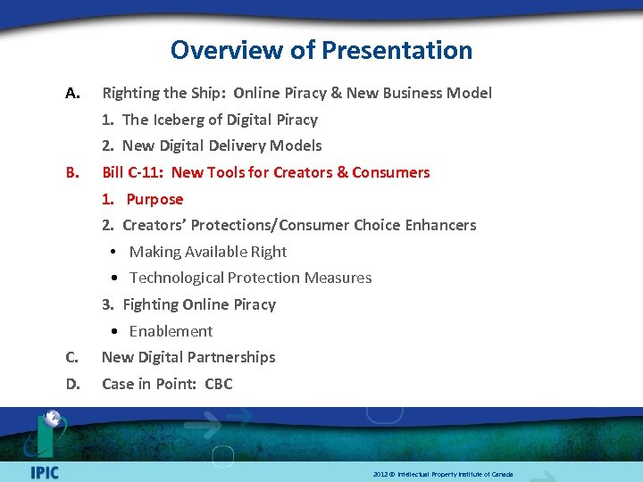 Overview of Presentation A. Righting the Ship: Online Piracy & New Business Model 1.