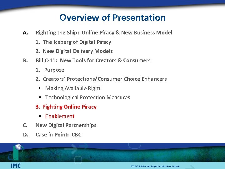 Overview of Presentation A. Righting the Ship: Online Piracy & New Business Model 1.