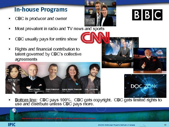 In-house Programs • CBC is producer and owner • Most prevalent in radio and