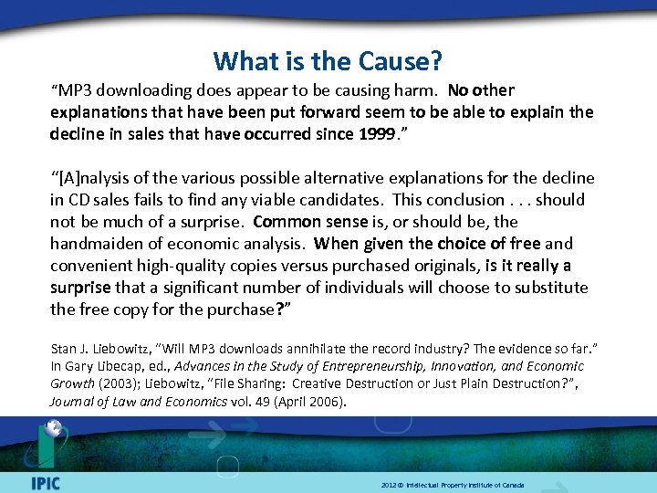 What is the Cause? “MP 3 downloading does appear to be causing harm. No