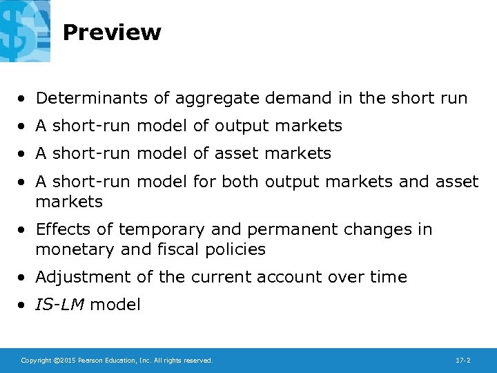 Preview • Determinants of aggregate demand in the short run • A short-run model