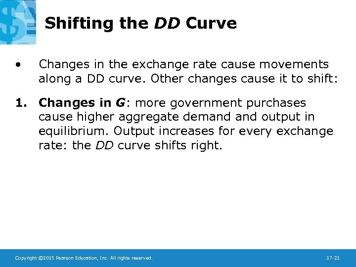 Shifting the DD Curve • Changes in the exchange rate cause movements along a