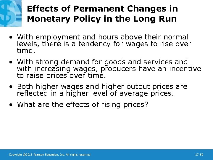 Effects of Permanent Changes in Monetary Policy in the Long Run • With employment