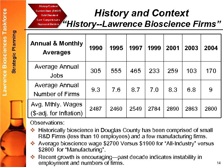 History and Context Current State (SWOT) Gold Standard Core Competencies Gaps and Barriers Strategic